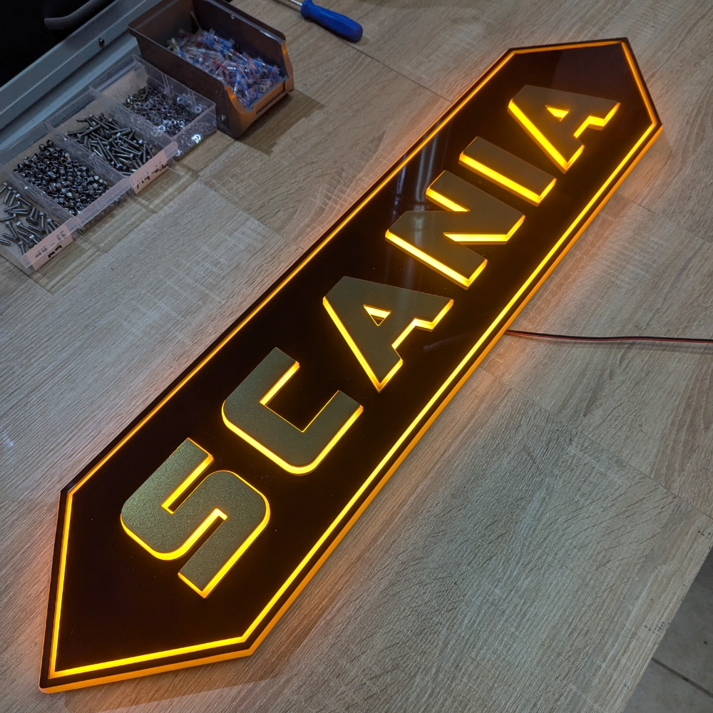 Old Skool Scania Illuminated Grill Badge – LED Front Letter Sign
