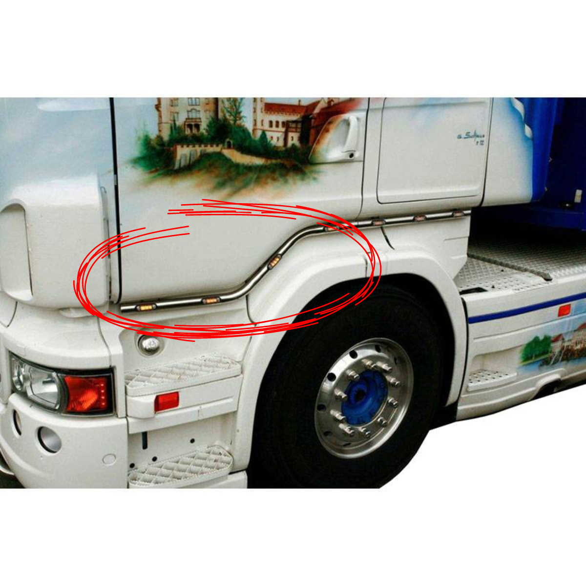 Stainless Steel Under Door Bars+ Extension | Scania R1/R2