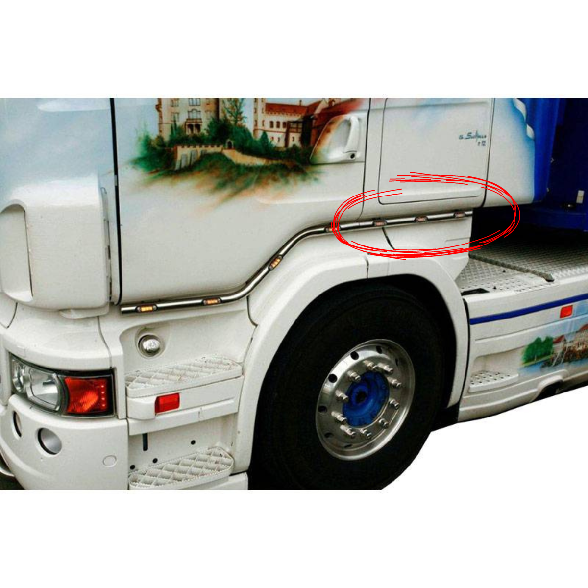 Stainless Steel Under Door Bars+ Extension | Scania R1/R2