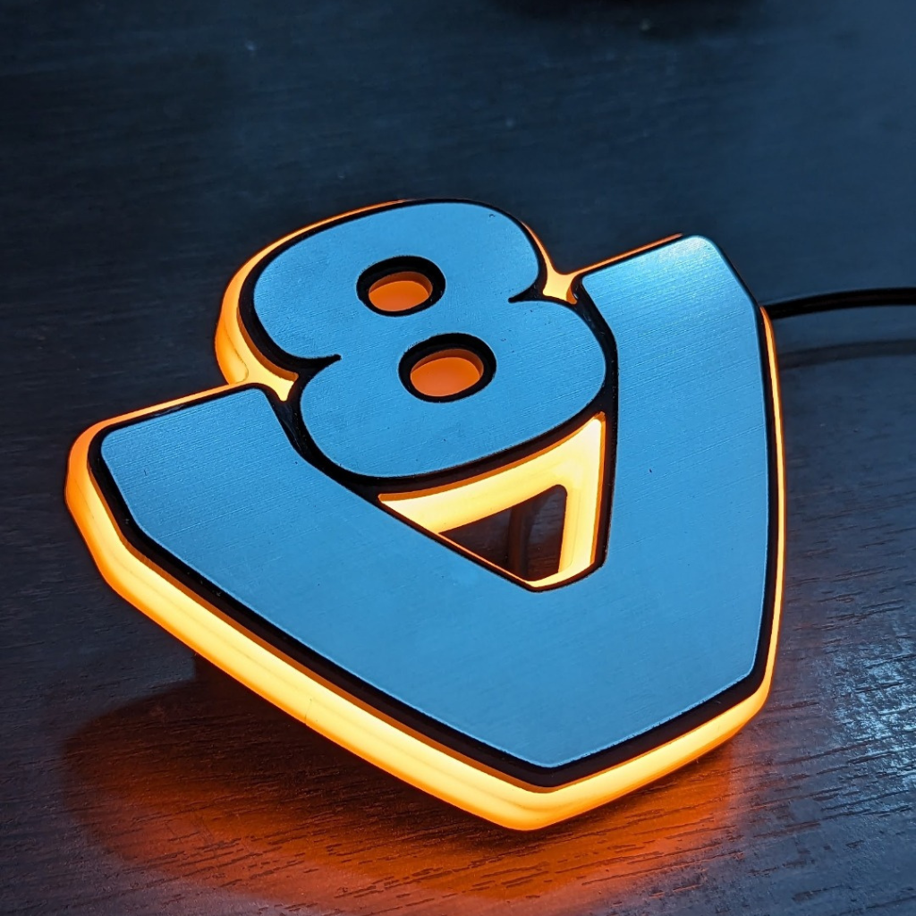 V8 Illuminated Side Spoiler Badge (13 cm)