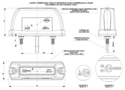[HORPOL] 5-LED License Plate Lighting (Red Base)